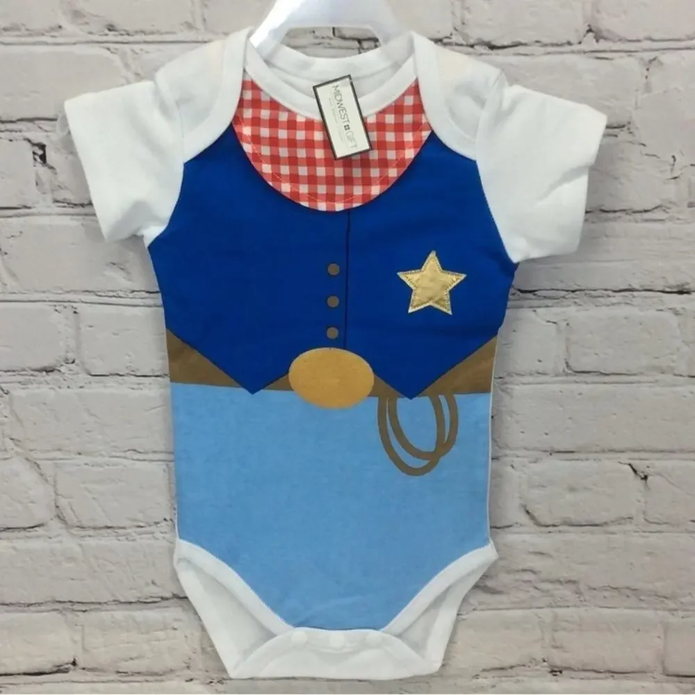 Midwest Gift Cowboy Creeper Western Rodeo Infant One Piece Snap Closure 12/18 mo